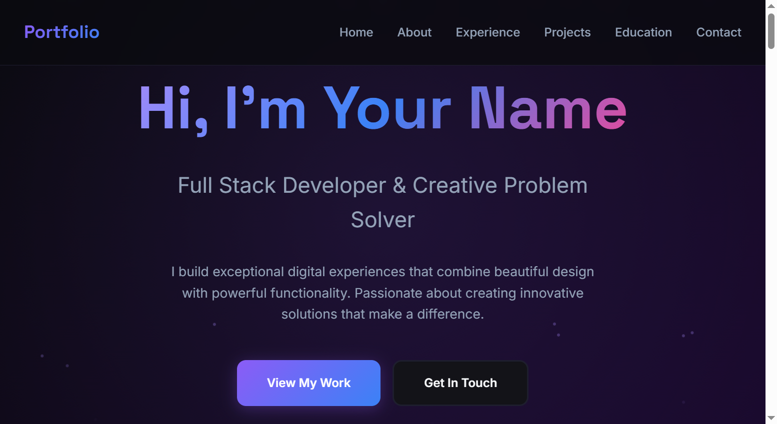Modern Dark Portfolio Preview
