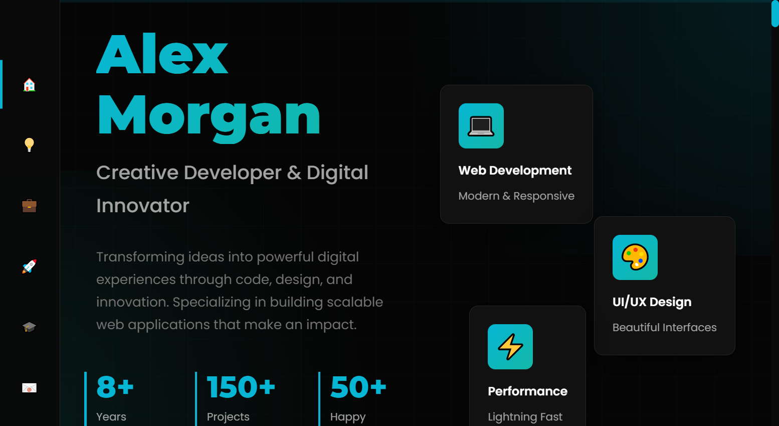 Minimal Side Nav Portfolio Preview